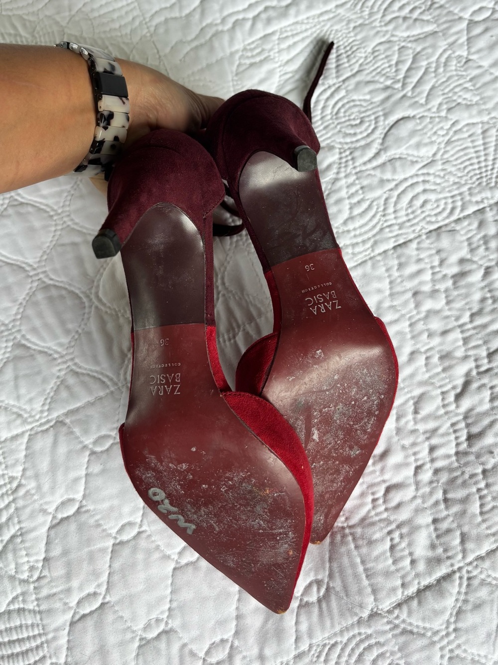 Zara Ankle-Strap Pointed Toe Heels in Red - Women's SZ 6 Polished Old Money - Picture 5 of 5